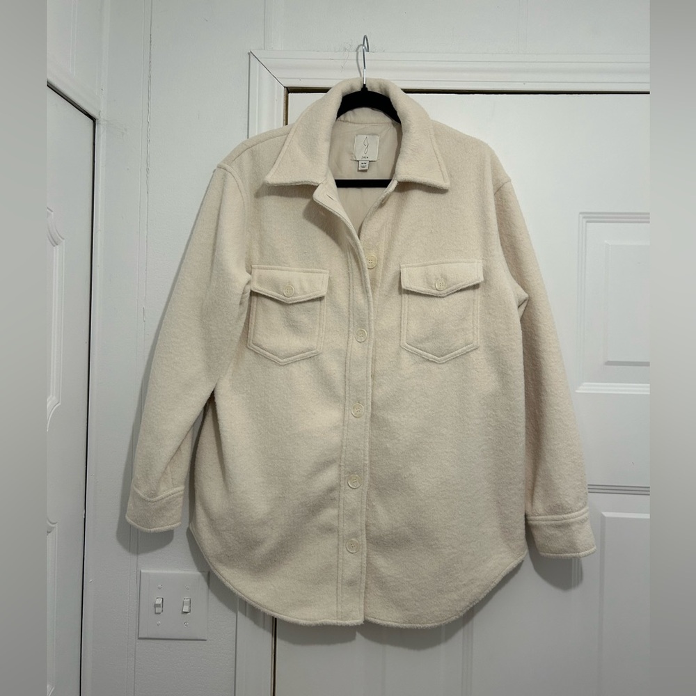 Joie Off-White Fleece Oversized Shirt /Shacket/Jacket Size Medium